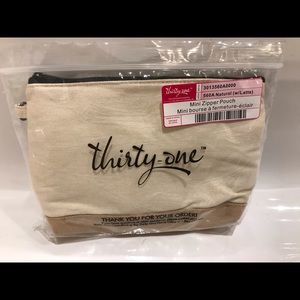 🧨Thirty one mini zipper pouch, natural with latte
